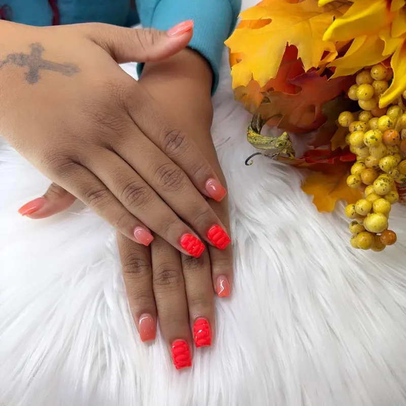 A close up of polished nails showing color depth and shine at Hien Vu Nails